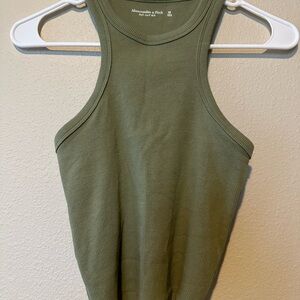 Abercrombie & Fitch Green Sleeveless Fitted Ribbed Tank Top